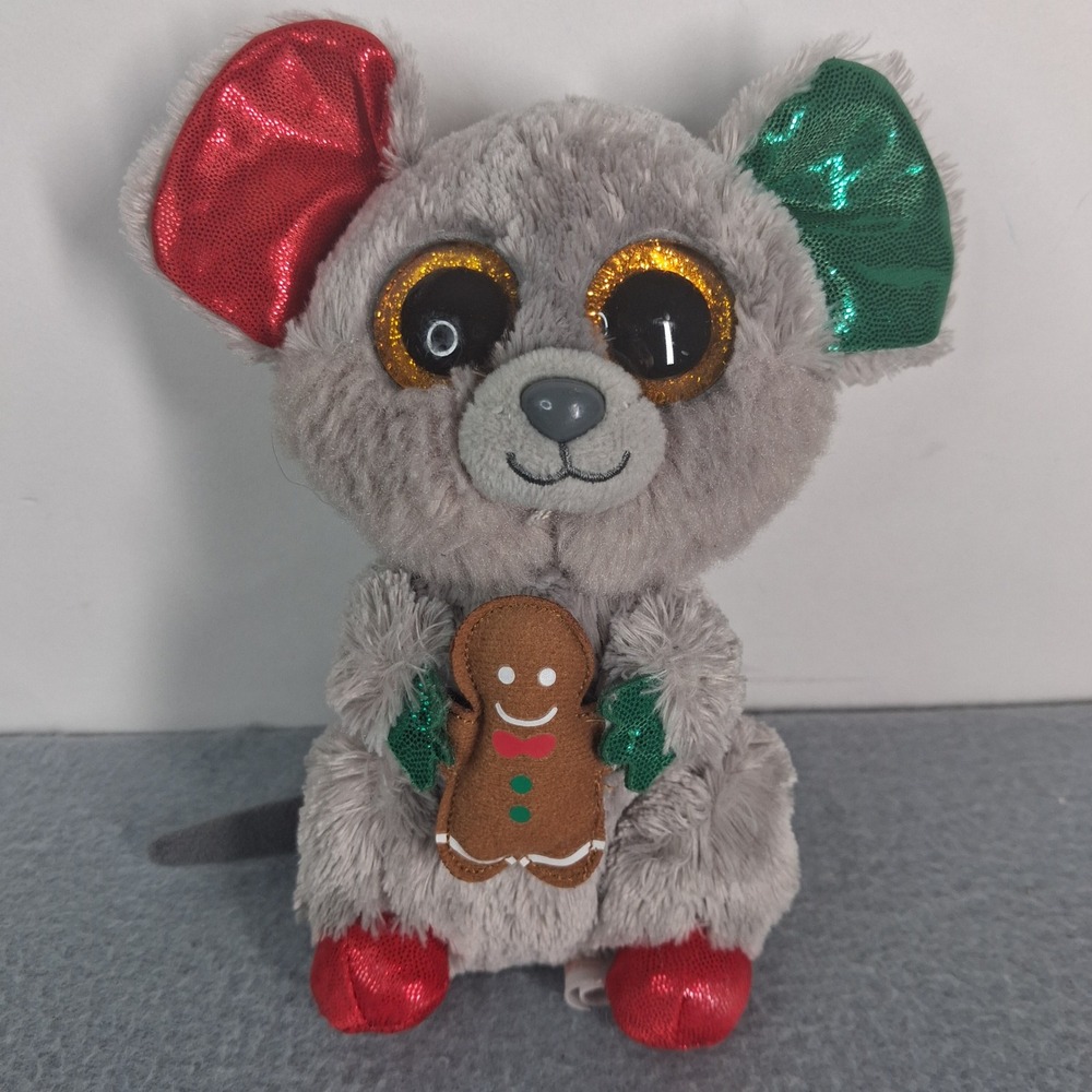 Ty Beanie Boos Mac Mouse Gingerbread Christmas Plush 6 inch Small Holiday
